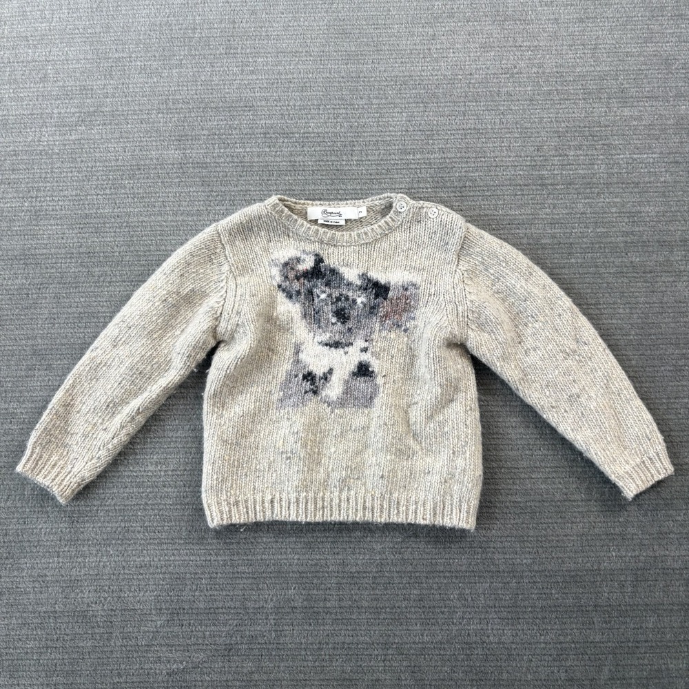 Bonpoint Koala Sweater Girls 2 Beige Knit Wool Alpaca Blend Casual Holiday